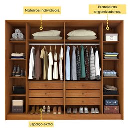 Guarda Roupa Casal 6 portas 6 gavetas Barcelona Ripado Tcil Móveis - 11