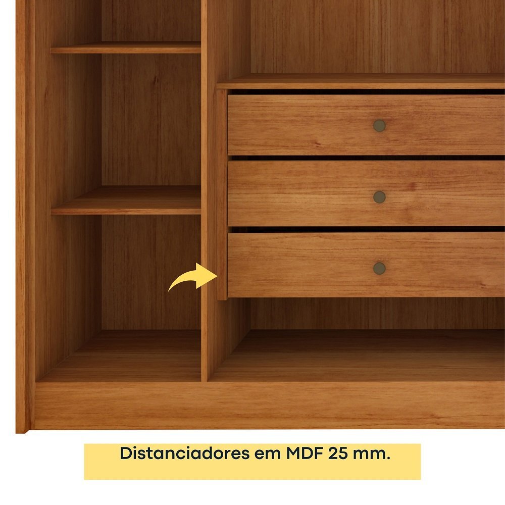 Guarda Roupa Casal 6 portas 6 gavetas Barcelona Ripado Tcil Móveis - 10