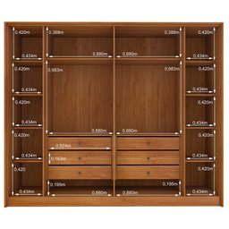 Guarda Roupa Casal 6 portas 6 gavetas Barcelona Ripado Tcil Móveis - 5