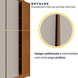 Guarda Roupa Casal 6 portas 6 gavetas Barcelona Ripado Tcil Móveis - 16