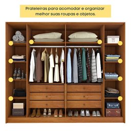 Guarda Roupa Casal 6 portas 6 gavetas Barcelona Ripado Tcil Móveis - 6