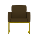 Ver imagem 2 de Poltrona Decorativa Courino Recepção Base Ferro Dourado Cor:courino Marrom
