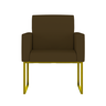 Poltrona Decorativa Courino Recepção Base Ferro Dourado Cor:courino Marrom - 2