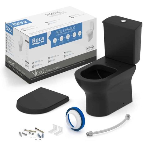Kit Bacia com Caixa Acoplada e Assento Termofixo Nexo Matte Black Roca