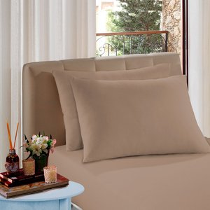 Lençol Solteiro King Liso Com Elástico 100% Algodão Creme de Avelã Vivaldi Sul Brasil