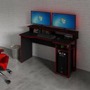 Ver imagem 1 de Mesa Gamer com 2 Prateleiras Preto com Verde Tecnomobili Me4153 Cor: Preto/azul