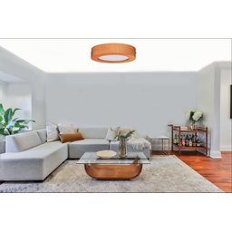 Plafon Wood Madeira Redondo Led 12w Bivolt Mel:3000k Branco Quente - 3