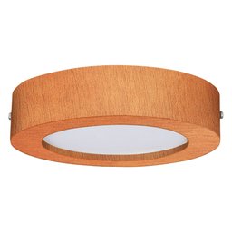 Plafon Wood Madeira Redondo Led 12w Bivolt Mel:3000k Branco Quente - 1