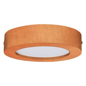 Plafon Wood Madeira Redondo Led 12w Bivolt Mel:3000k Branco Quente