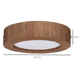 Plafon Wood Madeira Redondo Led 12w Bivolt Mel:3000k Branco Quente - 2