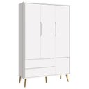 Ver imagem 1 de Guarda Roupa Infantil Theo 3 Portas Branco Fosco com Pés Madeira Natural - Reller Móveis