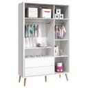 Ver imagem 2 de Guarda Roupa Infantil Theo 3 Portas Branco Fosco com Pés Madeira Natural - Reller Móveis