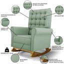 Ver imagem 5 de Poltrona de Amamentação Balanço e Puff Base de Madeira Brenda G05 Veludo Verde - Mpozenato