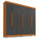 Ver imagem 3 de Guarda-Roupa Casal 6 Portas 2 Gavetas Apolo Marrom/Freijó/Grafite
