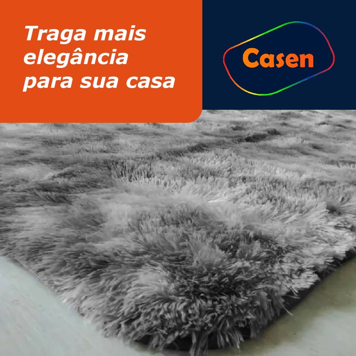 Tapete 1,50x1,00 Casen Mesclado Cinza Felpudo - 2