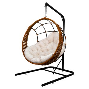 Cadeira Balanço Ninho Suspenso em Corda Náutica Luxo com Suporte