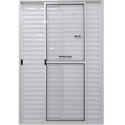 Porta de Alumínio de Correr 3 Folhas Com Trinco Lado Esquerdo 210x120 Branco Allo Esquadrias - 1