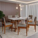 Ver imagem 1 de Conjunto Sala de Jantar Mesa 6 Cadeiras MDF e Madeira Maciça Miami Marrom