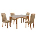 Ver imagem 2 de Mesa Jantar Liz 4 Lugares MDF Vidro Serigrafado Off White 120cm Moderna