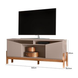 Rack Bancada Charlotte 1.65 Grigio/cinamomo Mel para Tv até 70” - Mobler - 4