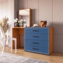 Ver imagem 1 de Cômoda Penteadeira Valência 4 Gavetas Espelho 149x160cm Azul/Freijó 250803