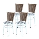 Ver imagem 5 de 4 Cadeiras Branca para Mesa Hawai Avelã Assento Floral Cor:floral Preto