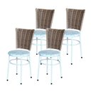 Ver imagem 7 de 4 Cadeiras Branca para Mesa Hawai Avelã Assento Floral Cor:floral Preto