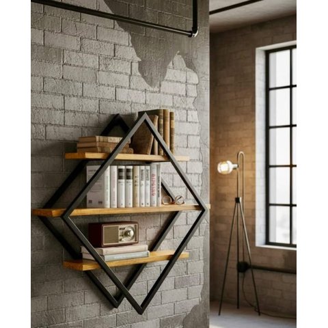 Prateleira Nicho Estilo Industrial Flutuante Geométrica Losango Lis