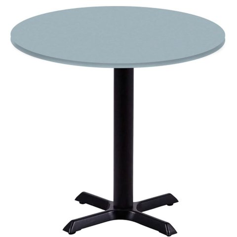 Mesa Ômega Ferro Preto 74 Cm (alt) Base em X Tampo Mdp Redondo 60 Cm (larg) X 2,50 Cm (alt) Cinza