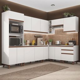 Armário de Cozinha Completa de Canto 462cm Branco Reims Madesa 01 - 2