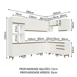 Armário de Cozinha Completa de Canto 462cm Branco Reims Madesa 01 - 4