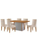 Ver imagem 5 de Mesa de Jantar Diane 180cm Tampo MDF Lam 6 Cadeiras Lisboa Moderna Veludo Creme Naturale Off White