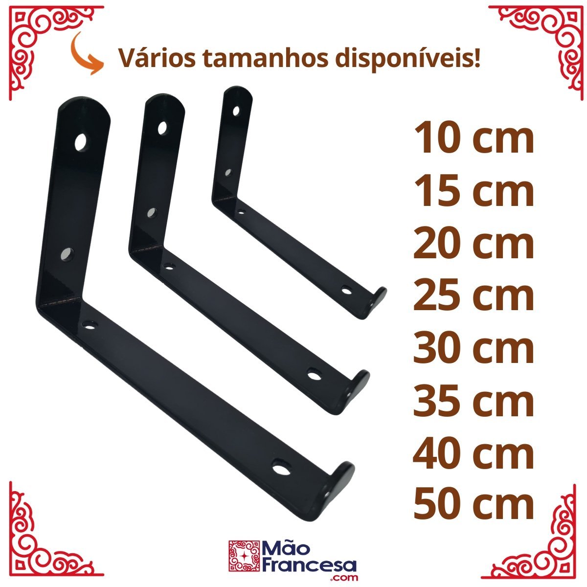 Mão Francesa Invertida 40cm 5mm 5 Peças Reforçada Industrial ...