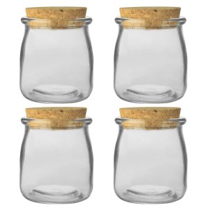 4 Porta Condimentos de Vidro com Rolha 190ml 1990 Lyor