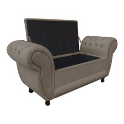 Divã Recamier Com Baú Grécia 1,55 Cm Suede Cappuccino - 4