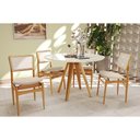 Ver imagem 1 de Mesa Cozinha Duna Premium Madeira Maciça C/ Tampo Madeirado C/ Vidro 120x120cm e 4 Cadeiras Stela