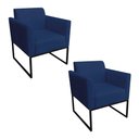 Ver imagem 3 de Kit 02 Poltronas Marisa Azul Marinho Base Preto