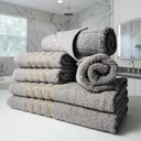 Ver imagem 2 de Jogos de Toalhas 2 Banhos 2 Rosto 2 Tapetes 6pçs Cinza