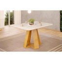 Ver imagem 1 de Mesa P/ Cozinha Kiara C/ Tampo Madeirado C/ Vidro Curvo 120x90cm Cedro/quartzo - Dj Móveis