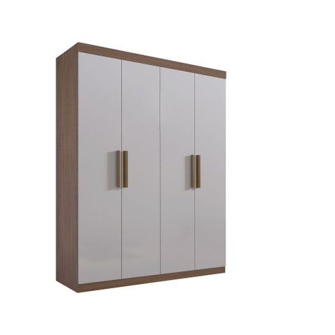 Guarda Roupa 4 Portas 3 Gavetas sem Pés Colibri Plus - D Doro Castanho/Off White