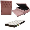 Ver imagem 1 de Cama Box Baú Solteiro com Auxiliar (Bicama) + Colchão Solteiro Espuma D20 12cm | Kit Completo com Ca