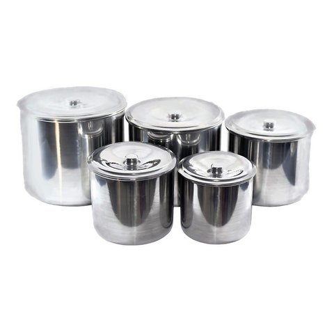 Kit Jogo Porta Mantimentos Lata Alumínio Polido 5 Peças