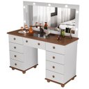 Ver imagem 6 de Penteadeira Camarim 9 Gavetas com Espelho Led Grande Branco e Nature de Alta Qualidade