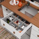 Ver imagem 5 de Penteadeira Camarim 9 Gavetas com Espelho Led Grande Branco e Nature de Alta Qualidade