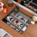 Ver imagem 3 de Penteadeira Camarim 9 Gavetas com Espelho Led Grande Branco e Nature de Alta Qualidade