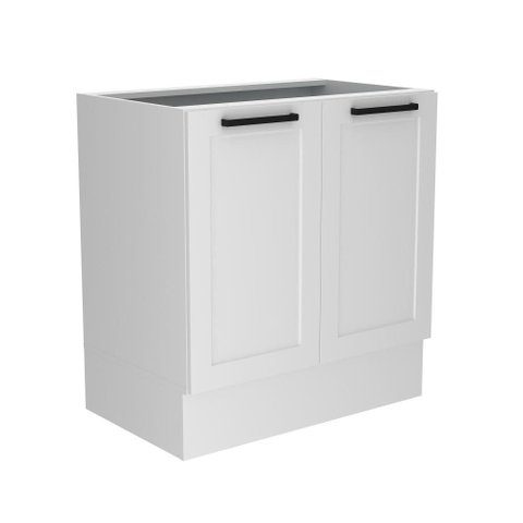 Balcão 80cm Branco em MDF com 2 Portas, Rodapé e 1 Prateleira - Tecnomobili
