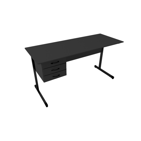 Mesa Escritório Economica com 3 Gavetas 1,50 X 0,60 - Preto