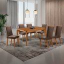 Ver imagem 1 de Mesa de Jantar Liz 180cm Tampo MDF Canto Copo Laminado com 6 Cadeiras Lira