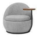 Ver imagem 6 de Poltrona Orgânica Kaira com Mesa Lateral Esquerda Base Fixa Preto Bouclé Cinza Claro - Nexta Casa