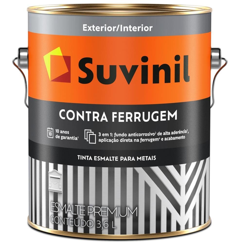 Tinta Esmalte Brilhante Contra Ferrugem 3,6 Litros Cinza Escuro - 50581390 - SUVINIL - 1